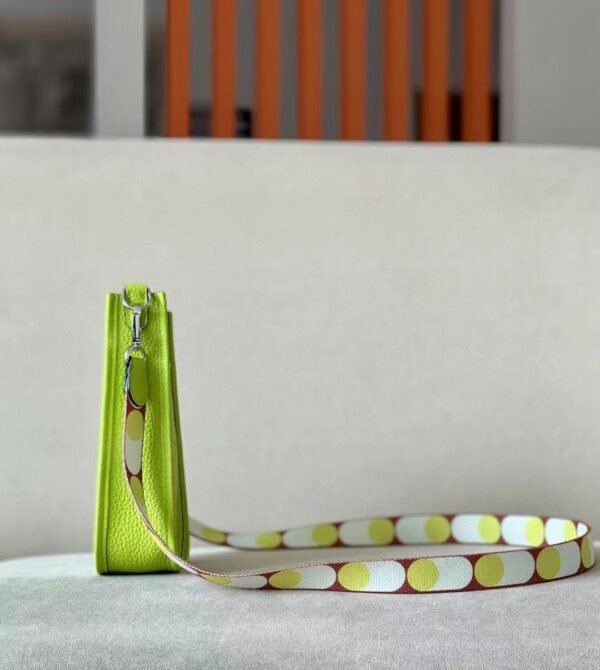 Hermes Evelyne TC Leather Fluorescent green Silver Hardware 17cm Full Handmade
