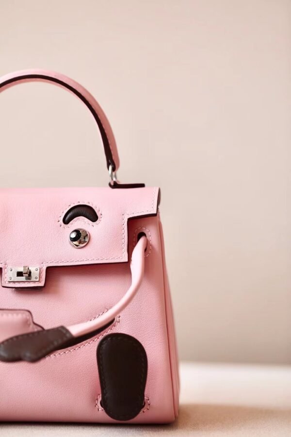 Hermes Kelly dolly Swift sakura pink & chocolate Silver Hardware 16cm Full Handmade