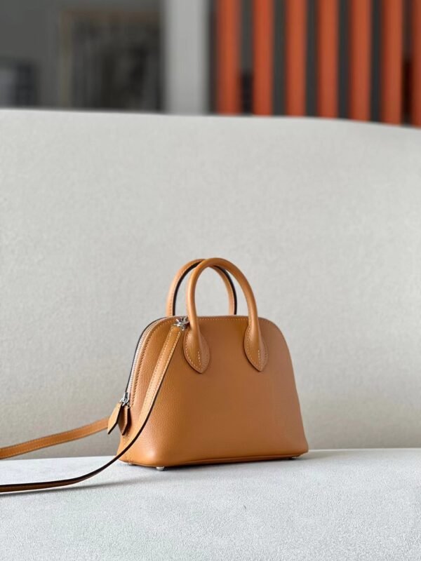 19c8ecce5d95d6b Hermes Mini Bolide Evercolor 28 Caramel color & 09 Light Purple Silver Hardware 18cm Full Handmade