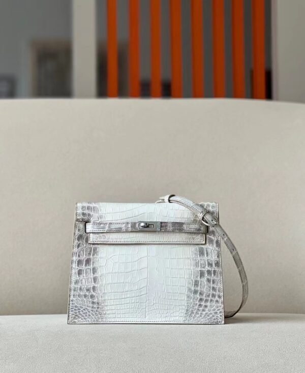 Hermes Kelly dance Matte Niloticus crocodile 01 Himalaya Silver Hardware 22cm Full Handmade