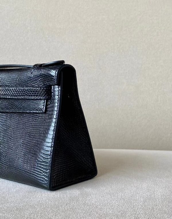 Hermes Mini Kelly pochette Lizard Dark blue Gold Hardware 22cm Full Handmade