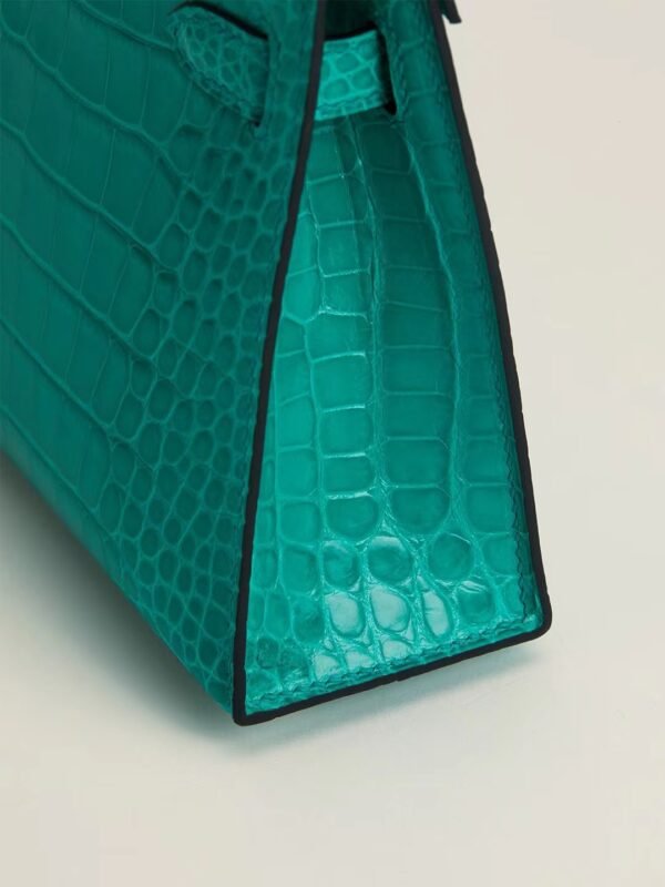 1a73b29874256bf GPC Mode mini kelly shiny alligator crocodile Imperial green Silver Hardware 19cm Full Handmade