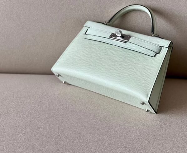 Hermes Mini Kelly Epsom OS Light Green Silver Hardware 19cm Full Handmade