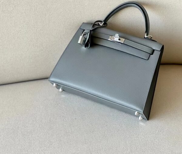 Hermes Kelly epsom Etain Grey Silver Hardware 25cm Full Handmade