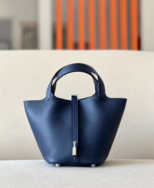 Hermes Picotin TC 3Y Deep Blue Silver Hardware 18cm Full Handmade