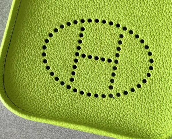 Hermes Evelyne TC Leather Fluorescent green Silver Hardware 17cm Full Handmade