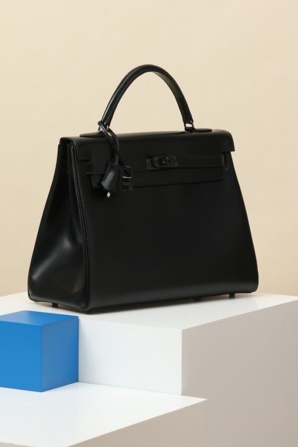 1db3071cda402b6 GPC Mode Kelly Shiny Box Leather CK89 Black So noir Black Hardware 35cm Full Handmade