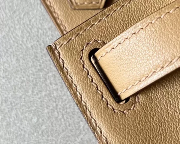 Hermès Mini Jypsiere Swift 4B Biscuit Khaki Gold Hardware 23cm Full Handmade