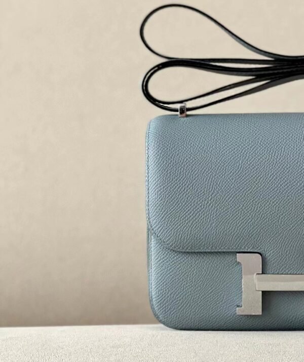 Hermes Constance epsom J7 Linen blue Silver Hardware 18cm Full Handmade