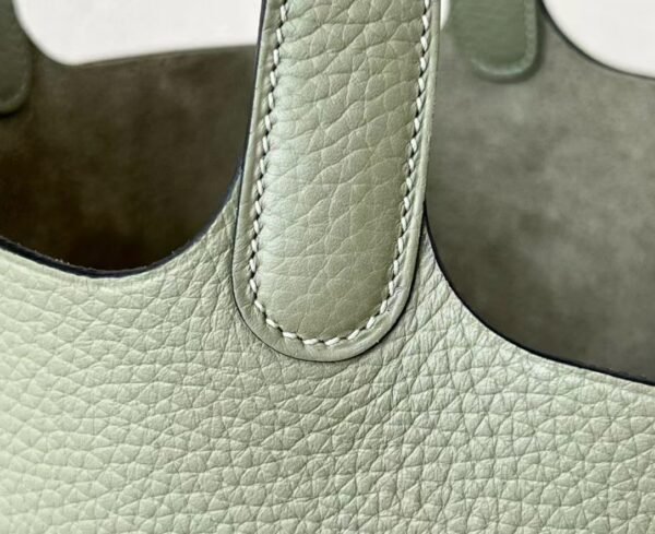 Hermes Picotin TC Leather Q1 Sage Green Silver Hardware 18cm Full Handmade