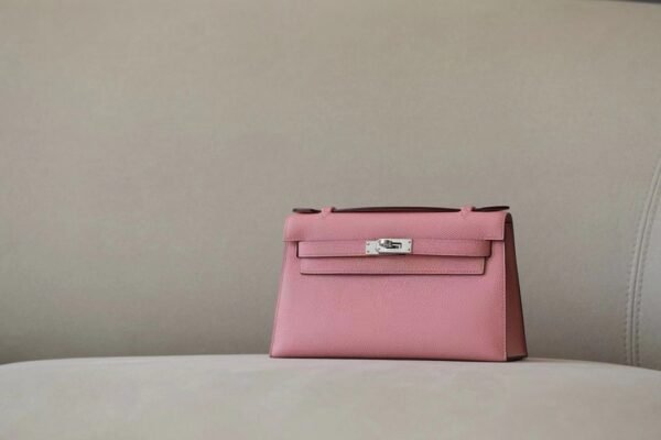 Hermes Mini Kelly Pochette Epsom Pink Silver Hardware 22cm Full Handmade