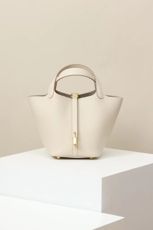 GPC Mode Picotin TC Leather CC10 Cream White Gold Hardware 18cm Full Handmade