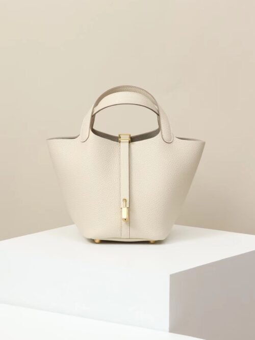 GPC Mode Picotin TC Leather CC10 Cream White Gold Hardware 18cm Full Handmade