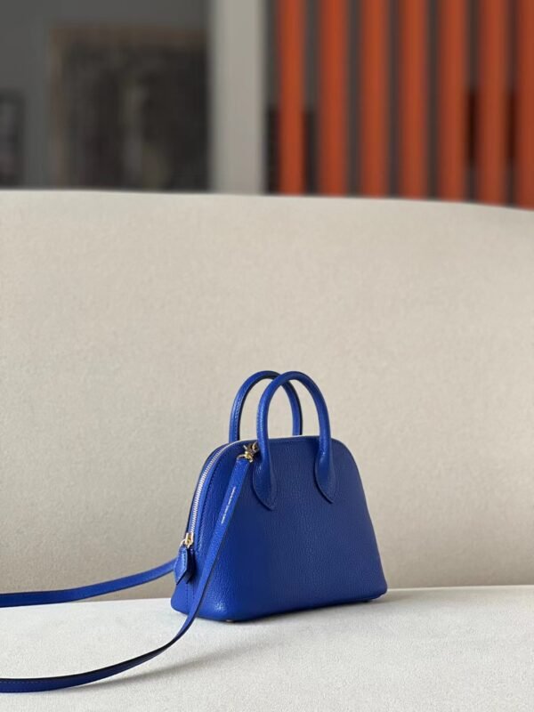 Hermes mini Bolide Chevre 71 Bright Blue Gold Hardware 18cm Full Handmade