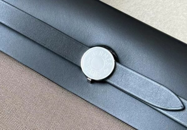 Hermes Herbag Barenia & Canvas CK18 Etoupe Grey & CK89 Black Outer seam Silver Hardware 31cm Full Handmade