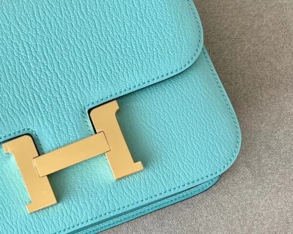 Hermes Constance Chevre 7v Candy Blue Gold Hardware 18cm Full Handmade