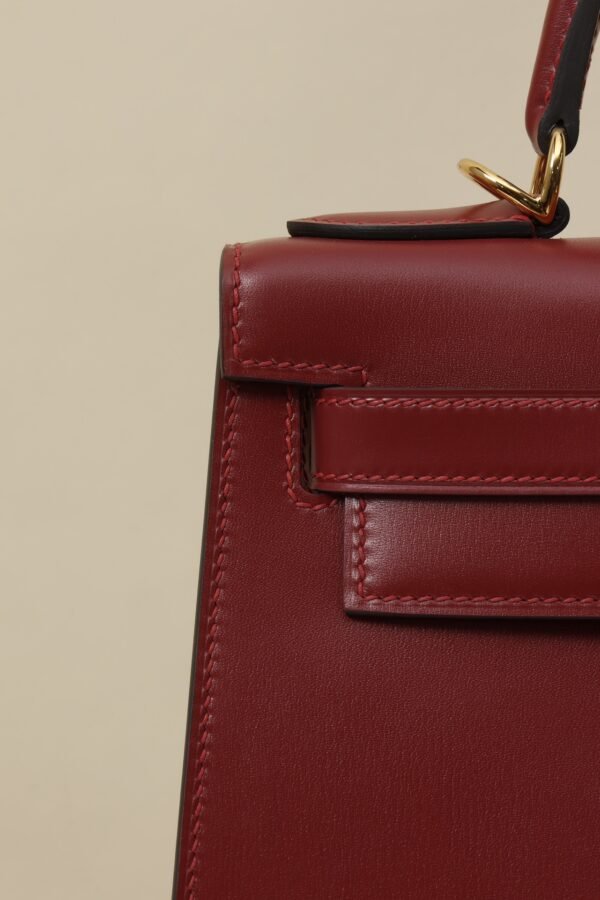 214629b4747a37b GPC Mode Kelly Shiny Box Leather CK55 Bordeaux Red Gold Hardware 28cm Full Handmade