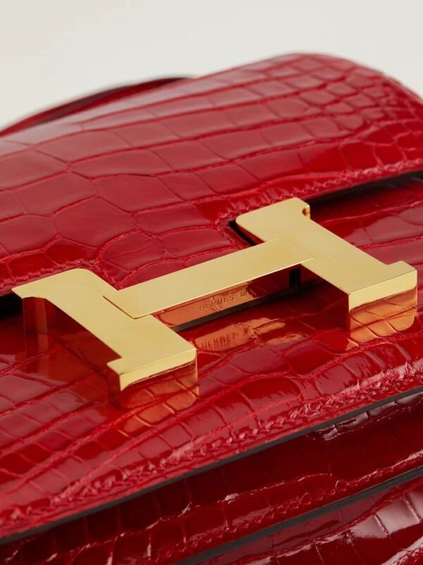 GPC Mode CJ19-Constance Shiny Alligator Ferrari red Gold Hardware 18cm Full Handmade