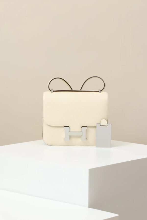 227181423f81049 GPC Mode Constance Epsom I2 Cream White Silver Hardware 18cm Full Handmade