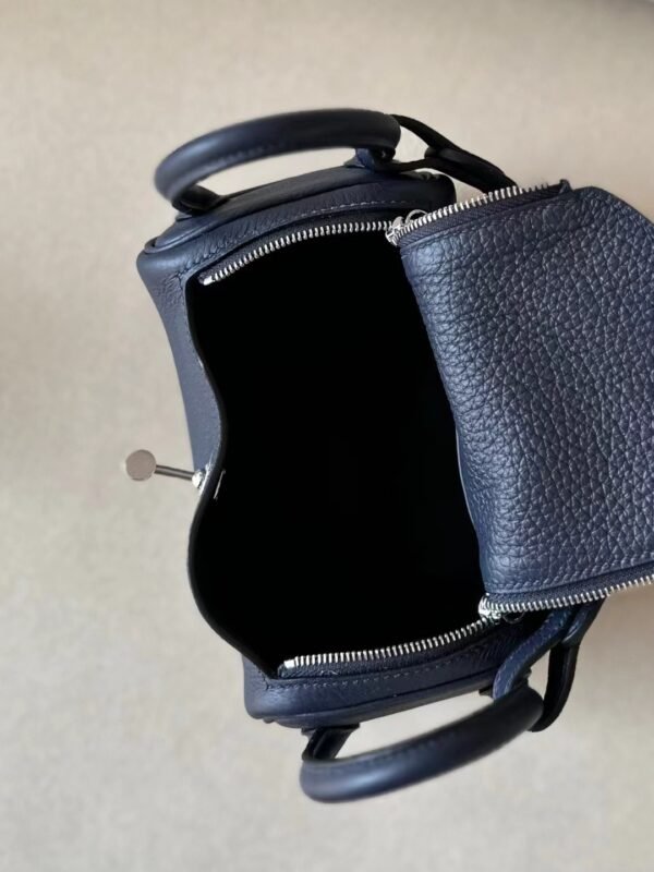 22cf071daafb6e1 Hermès mini Lindy TC clemence 2Z Deep Blue Silver Hardware 19cm Full Handmade