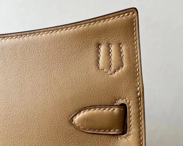 Hermès Mini Jypsiere Swift 4B Biscuit Khaki Gold Hardware 23cm Full Handmade