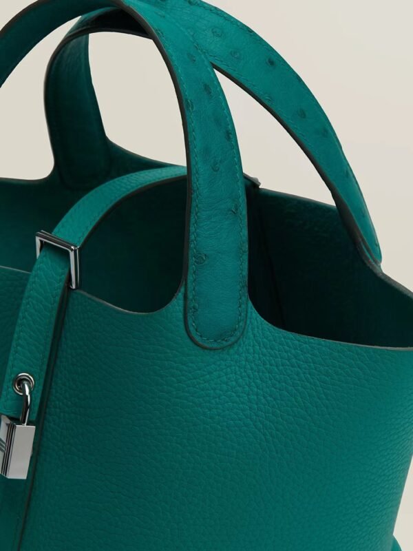 GPC Mode Picotin TC & Ostrich Verona green Gold Hardware 18cm Full Handmade