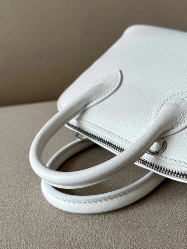 259138c42cfc245 Hermès Mini Bolide Evercolor 01 Pure White & 9R Lemon yellow Silver Hardware 18cm Full Handmade
