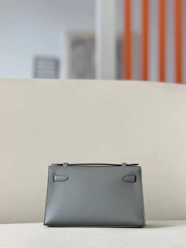 Kelly pochette Swift 0L Royal grey Gold Hardware 22cm Full Handmade