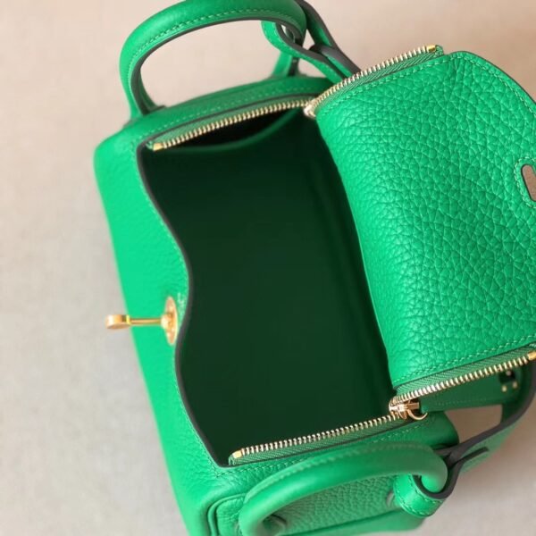 Hermès Mini Lindy clemence 6w Mint green Gold Hardware 19cm Full Handmade