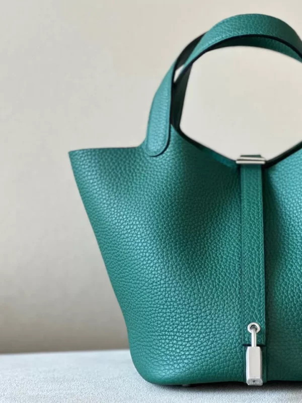 Hermès Picotin TC 6Z peacock green Silver Hardware 18cm Full Handmade