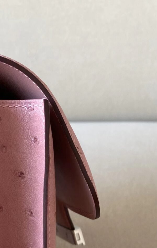 Hermes Constance South Africa Ostrich 94 ceramic pink Silver Hardware 18cm Full Handmade