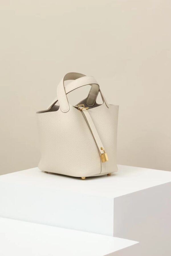 GPC Mode Picotin TC Leather CC10 Cream White Gold Hardware 18cm Full Handmade