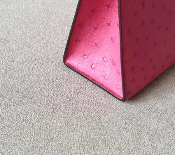 Hermes Mini Kelly pochette Ostrich E5 Candy Pink Silver Hardware 22cm Full Handmade