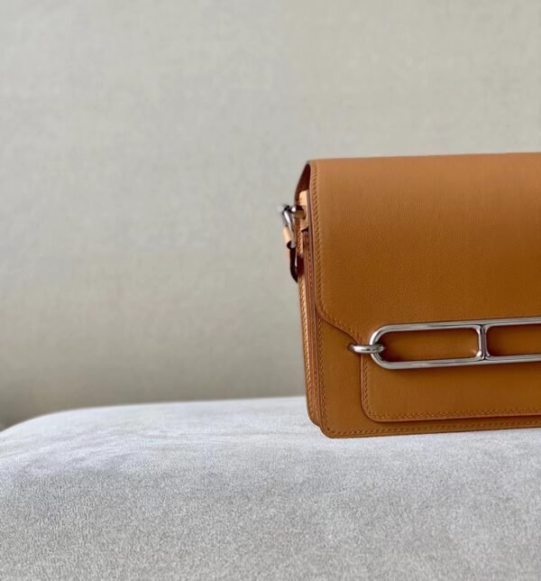 2771addda241606 Hermes Roulis Swift OM Tea Khaki Silver Hardware 19cm Full Handmade