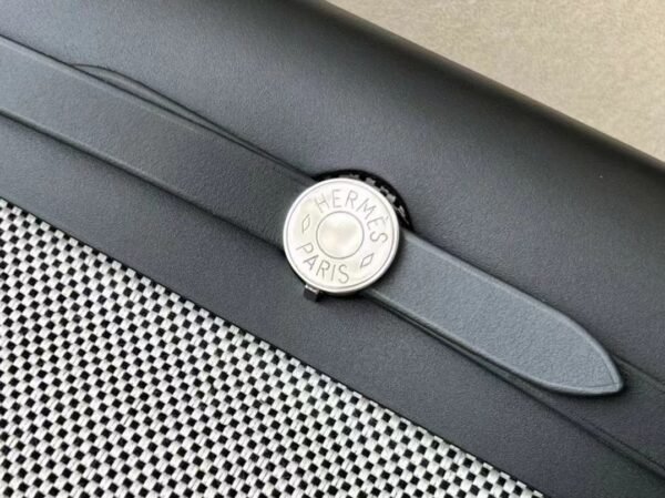 Hermes Herbag Barenia & Canvas Black and white Silver Hardware 31cm Full Handmade