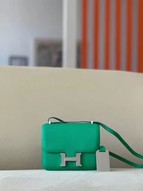 Hermès Constance Chevre 6W Mint green Silver Hardware 18cm Full Handmade