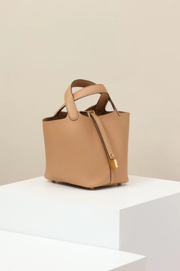 GPC Mode Picotin TC Leather OM New Tea Khaki Gold Hardware 18cm Full Handmade