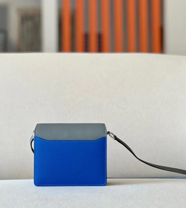 Hermes Roulis Evercolor OL Grey & 08 Blue Silver Hardware 18cm Full Handmade