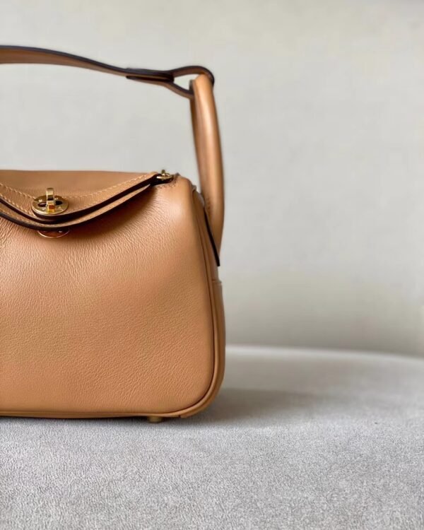 Hermès Mini Lindy Swift OM Tea Khaki & X9 mallow purple Gold Hardware 19cm Full Handmade