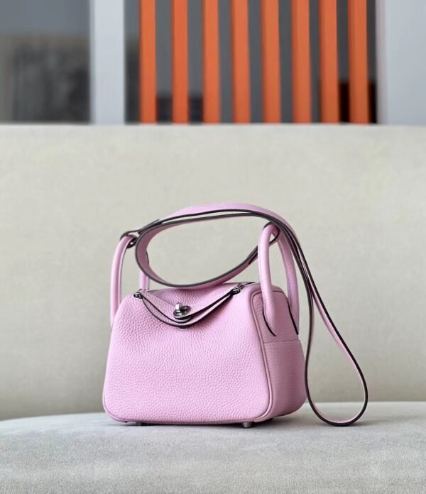 Hermès mini Lindy clemence X9 mallow purple Silver Hardware 19cm Full Handmade