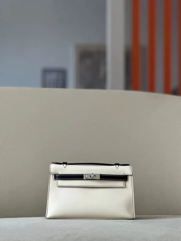 2a5e0cc24a27fd8-jpg-1 Hermès Kelly pochette Swift I2 Creamy White & CK89 Black Silver Hardware 22cm Full Handmade