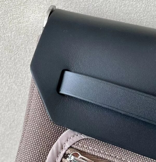 2b659991a02fed8 Hermes Herbag Barenia & Canvas CK18 Etoupe Grey & CK89 Black Silver Hardware 31cm Full Handmade