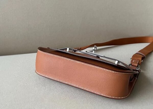 Hermes Mini Jypsiere Evercolor CK37 Golden Brown Silver Hardware 23cm Full Handmade