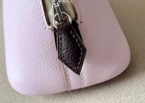 Hermès mini Bolide Evercolor 09 Light Purple Pink Silver Hardware 18cm Full Handmade