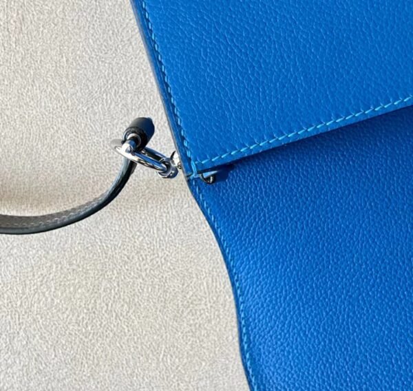 Hermes Roulis Evercolor OL Grey & 08 Blue Silver Hardware 18cm Full Handmade