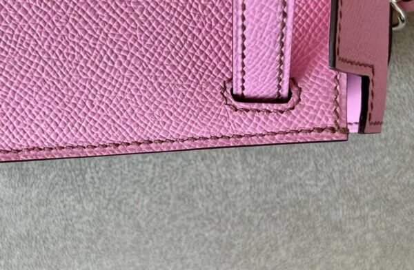 Hermes Mini Kelly Epsom Leather 5P sakura pink Silver Hardware 19cm Full Handmade