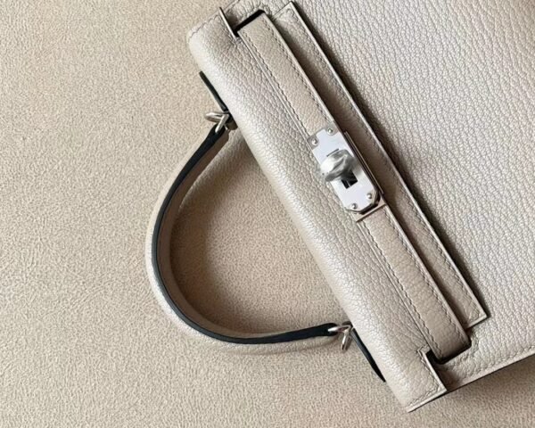 Hermes Mini Kelly Chevre CK81 Gris Tourterelle & 1L cactus green Silver Hardware 19cm Full Handmade