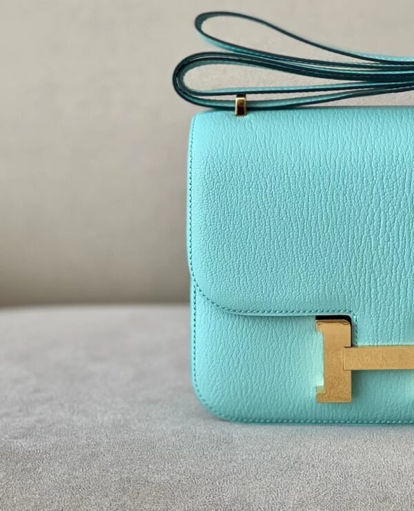 Hermes Constance Chevre 7v Candy Blue Gold Hardware 18cm Full Handmade