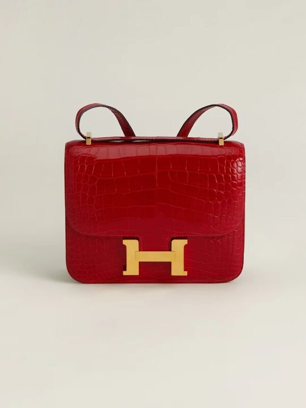 GPC Mode CJ19-Constance Shiny Alligator Ferrari red Gold Hardware 18cm Full Handmade