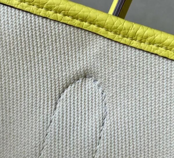 2e2bcd27a9ecae1 Hermes Garden party TC & Canvas 8L Ice white & 9R Lemon yellow Silver Hardware 30cm Full Handmade